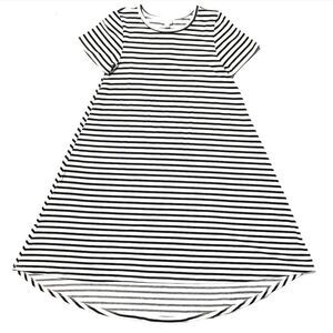 NWT NEW LuLaRoe Carly Black White Striped Swing Dress High Low Flowy